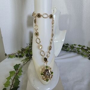 Gold with Green Crystal Stones Glam Ankle Bracelet